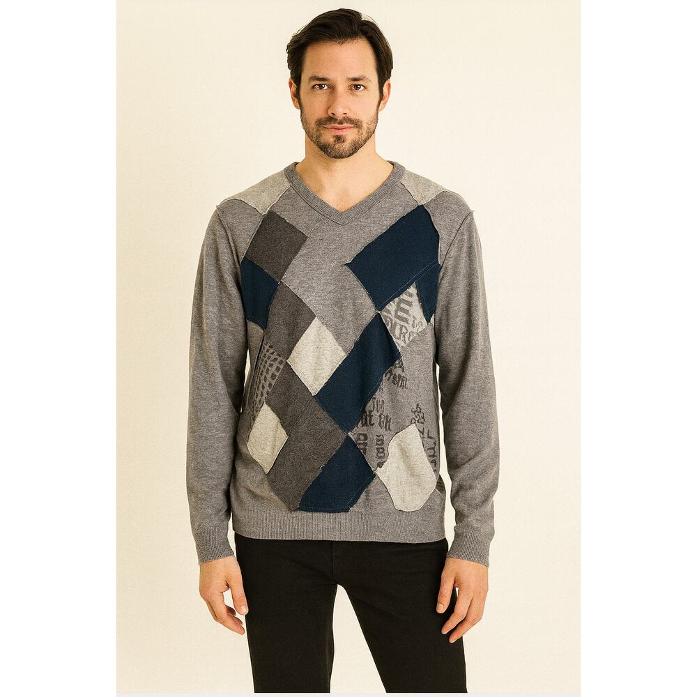 Desigual Patchwork Wool Blend Pullover Sweater Ju… - image 1